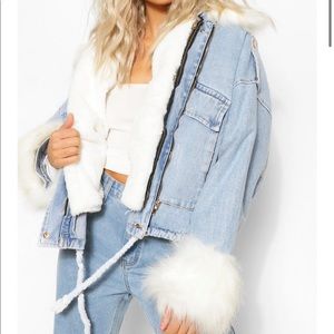 Faux Fur Trim Denim Jacket